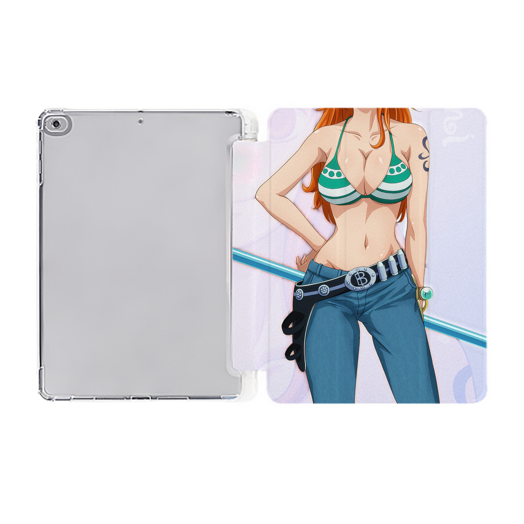 ワンピース ONE PIECE IPad ケース ペン収納付き 三つ折りスタンド PUレザー×シリコン 対応機種9.5/10.5/10.9インチ
